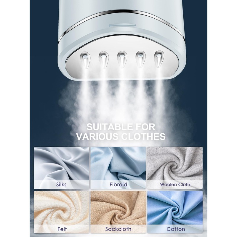 Reemix Portable Garment Steamer, Powerful Foldable Handhled Steamer 1300W, Travel