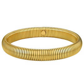 GOLDCHIC JEWELRY Women's Gold Stretch Band Bracelet, High Polished Stainelss Steel Flexible Bangle Bracelets