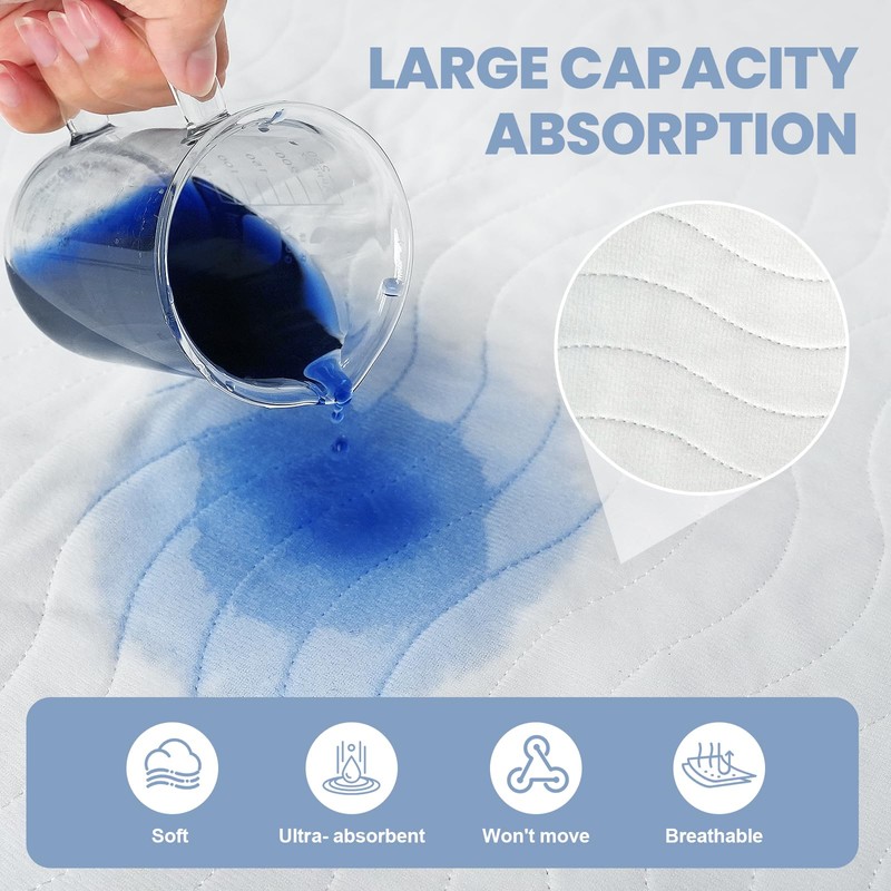 60"X40" Non Slip with Stay-Secure Side Flaps Washable Waterproof Bed