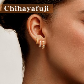 3Pairs Gold Hoop Earrings Set for Women Hypoallergenic Trendy Chunky Huggie Dainty Earrings Jewelry for Women Teens