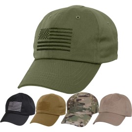 Rothco Tactical Operator Cap Military Contractor Hat with Embroidered USA Flag - Olive Drab
