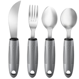 4PCS Weighted Adaptive Utensils, Parkinsons Utensils, Straight