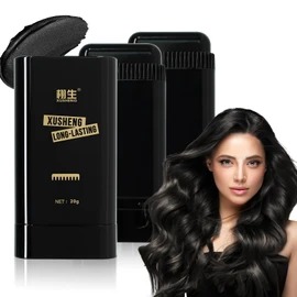 MLSMILE 2PCS Hair Color Stick,Safe Convenient Waterproof and Sweat-Proof Comb Hair Dye Cream,Black Portable Hair Colouring,2-in-1 Color Correction Stick with Comb to Cover Gray and White Hair