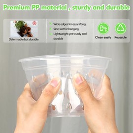 RAOOKIF 4 5 6 7 Inch Clear Orchid Pots, 8 Pack Plastic Pots with Holes