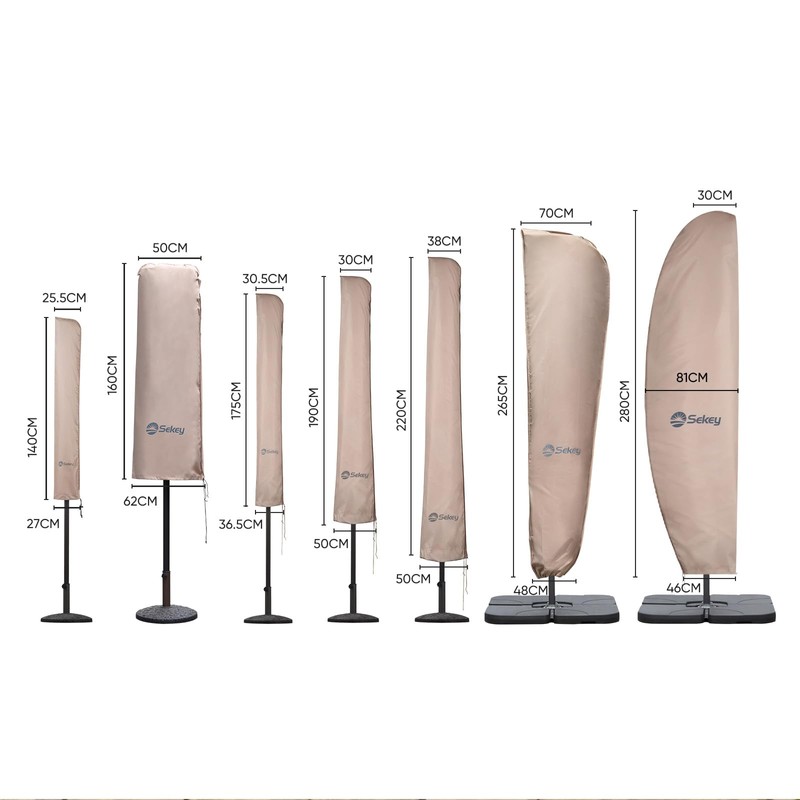 Sekey Protective Cover for Double Parasol, 100% Polyester, Taupe