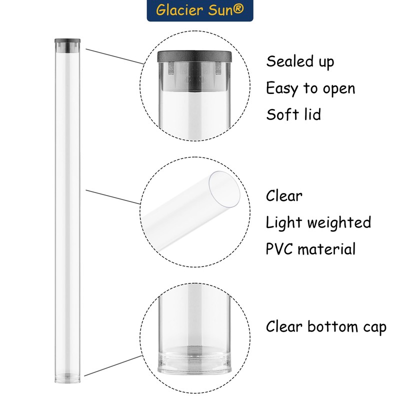 Clear Plastic Tube with Black lid, 12 Pack, Storage Holder