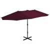 Bordeaux Red 181.1"x106.3" Garden Parasol with Aluminum Pole Sun ShelterColor:
