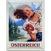 DekoNo7 Tin Sign 20 x 15 cm Austria Flower Girl in the Mountains