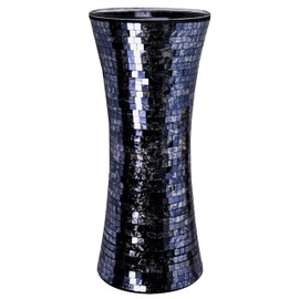 ZHIPINHUI 11.6" H 2024 Newly Built Black Golden Mosaic Vase,Exquisite Craftsmanship Glass Vase.Decor Home Modern Tall Vase.All Handmade Mosaic Vases.Beautiful Glass Vase for Home&Office Decor
