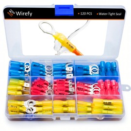 Wirefy 120 Wire Connectors Kit - Electrical Connectors Kit - Wire Terminal Connector - Marine Waterproof - Heat Shrink Butt Connector - Solder Seal - Crimp Connect Electric Wiring