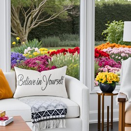 Sunkifover Inspirational Gifts for Women Men Students Friends - Appreciation Gifts for Coworker - Motivational Quote with Believe in Yourself “ Lumbar Pillow Cover 12x20 Inch