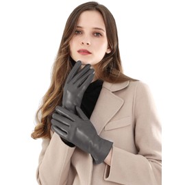 Vislivin Touch Screen Winter Gloves Women Leather Gloves Warm Texting Driving Glove Grey M