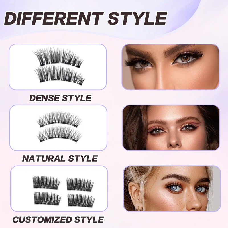 Landrain Pack of 12 3D Magnetic Lashes, Magnetic Eyelashes, Natural