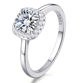 MILACOLATO 925 Silver Engagement Rings for Womens Promise Wedding Eternity Simulated Solitaire Diamond Engraved Ring White Gold for Women With Box 925 11S