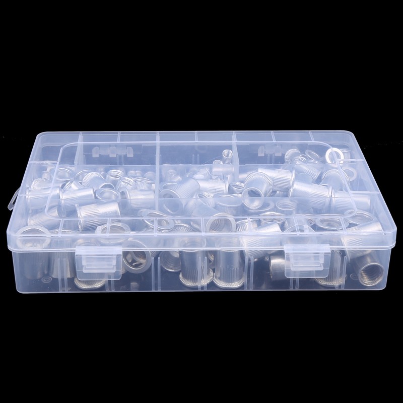 175pcs Rivet Nut Set Flat Head Aluminium Nutsert Assortment with