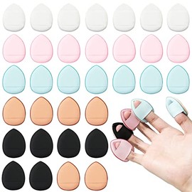 "Ainvhh "40 PCS Mini borla de maquillaje triangular borla de maquillaje suave para los dedos esponja fijadora de maquillaje polvos minerales polvos corporales base cosmética borla de maquillaje para
