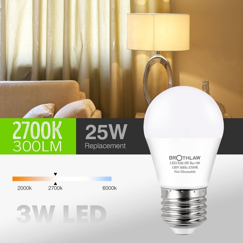 25 Watt Equivalent Light Bulbs, A15 LED Light 3W E26