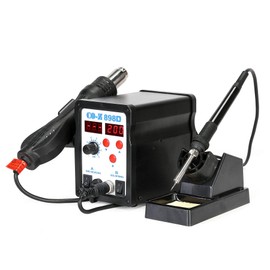 CO-Z 2 in 1 SMD Soldering Iron & Hot Air Rework Station with LED Display, 898D Soldering Kit with Heat Gun, Digital Electronic Repair Tool with 11pcs Soldering Tips