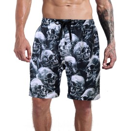 Goodstoworld Skull Swim Trunks Mens Swimming Trunks Funny Bathing Suits Board Shorts Holiday Party Summer Tropical Pool Beach Swimsuit