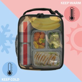 Tirrinia Insulated Kids Lunch Box Back to School, Portable Small Lunch Bag for Office Work Picnic, Reusable Compact Lunchbox Cooler Bag for Boys, Girls, Adults,Camo