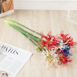 Generic 24.8” Artificial Agapanthus Faux Floral with Long Stem Faux African Lily Silk Flowers Fake Spring Flowers for Floral Arrangement Wedding Party Centerpiece Table Bouquet Home Decor 4 Pcs, Red