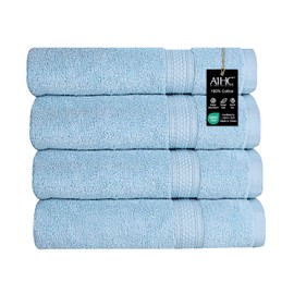 A1HC Wash Cloths Set (13x13 Inches), 500 GSM 100% Ring Spun Cotton, OEKO-TEX Green Certified, Zero Twist, Ultra Soft, Quick Dry & Highly Absorbent, Soft Washcloths (Chambray Blue, 4 Piece Wash Cloth)