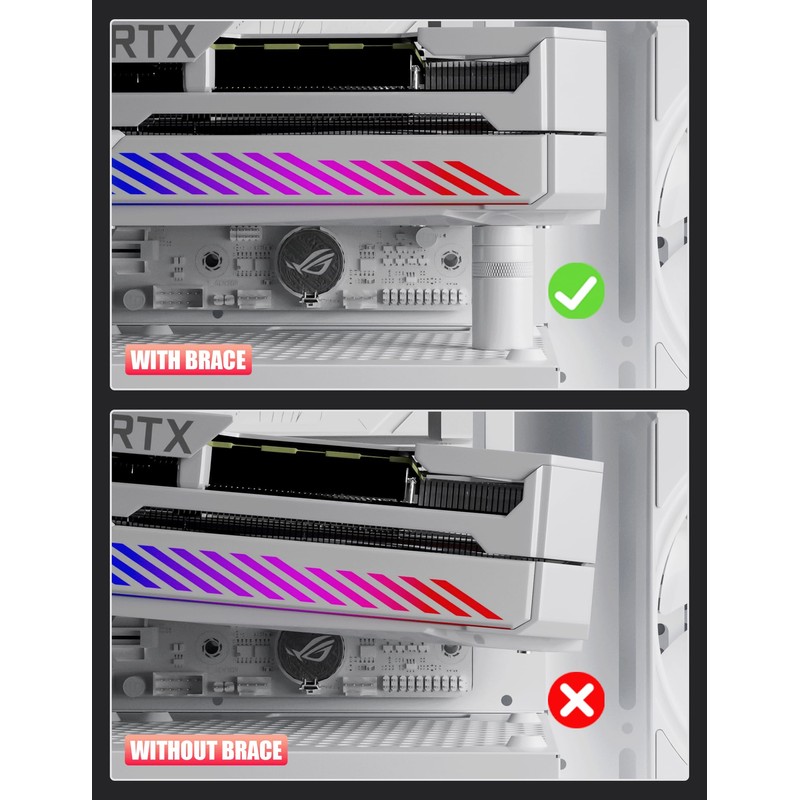 upHere GPU Support Bracket White, Adjustable Height Graphics Card Support