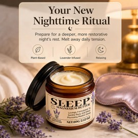 Magnesium Butter for Sleep,Night Magnesium Cream for Leg & Foot,with Shea & Mango Butter,Lavender Essential Oil for Relaxation,Restorative Sleep & Leg Relaxation,Moisturizing Butter with Magnesiums
