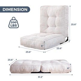 MAXYOYO Adjustable Floor Chair with Back Support, Gaming Chair Floor Meditation Chair with Tufted Cushion, Adults Lounge Chair Folding Sofa Seat for Reading Meditating Sleeping, Beige