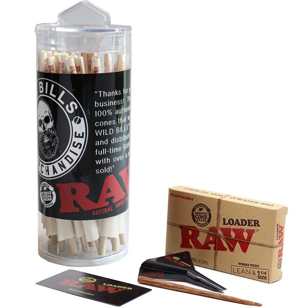 Raw 1 1/4 Organic Cones 75 Count Plus Raw Cone