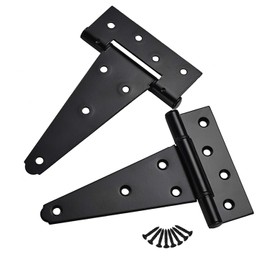 SANKINS 6 Inch T-Strap Heavy Duty Shed Door Hinges,Black Tee Hinge for Wooden Fences,Yard Door,Barn Door Gates, Wrought Hardware Rustproof,4 PCS