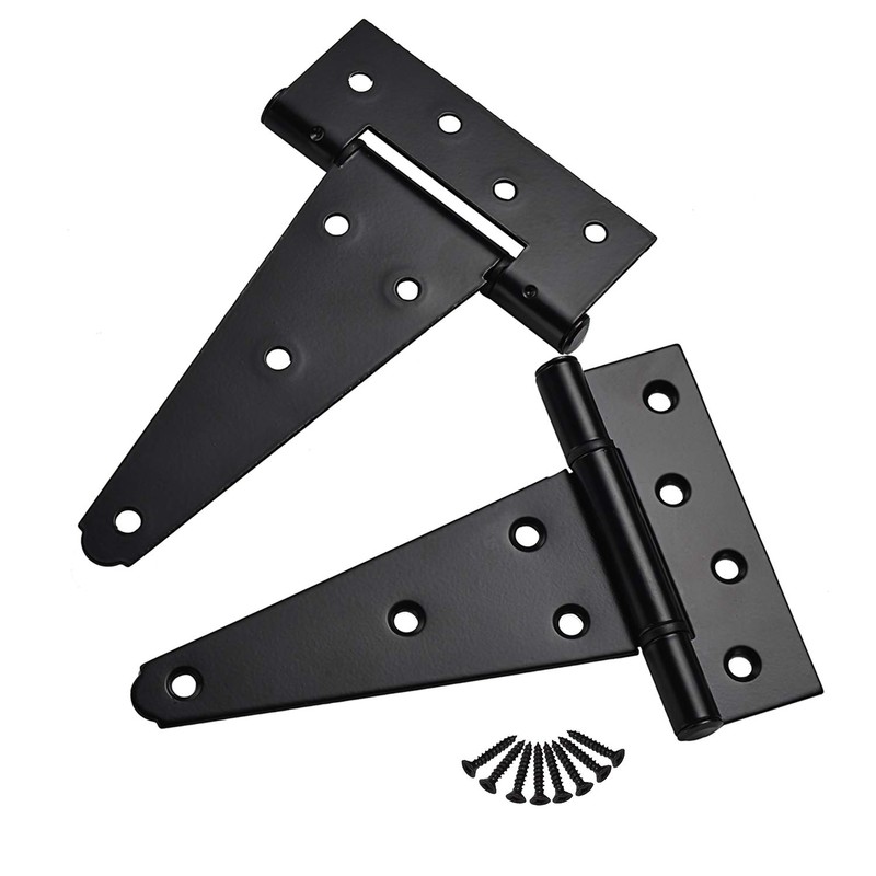 SANKINS 6 Inch T-Strap Heavy Duty Shed Door Hinges,Black Tee