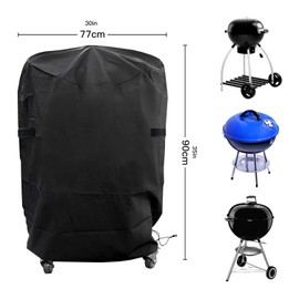 Senders Barbecue Cover, Heavy Duty BBQ Cover, 420D Oxford Fabric Round Outdoor BBQ Grill Cover, Waterproof Windproof Rip-Proof and UV Resistant BBQ Cover (77x90cm)