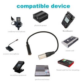 6.5mm 1/4 Inch Female to XLR Male Adapter Cable, Balanced Converter Adapter Cable, 3 Pin Male to 6.35mm Socket Microphone Sound Cable for Recording, Live Broadcasting