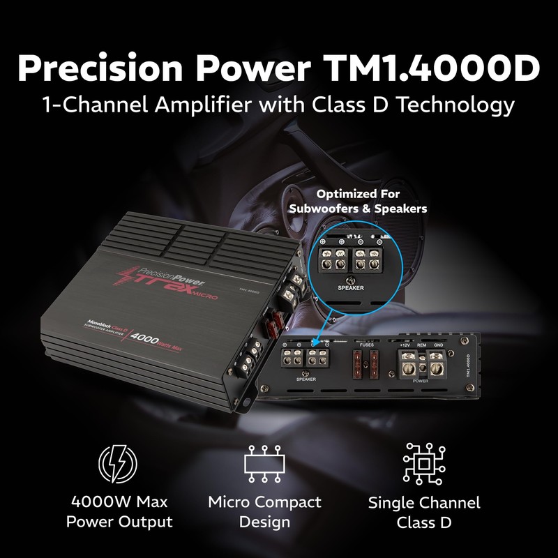 Precision Power Trax Micro Monoblock Class D Car Stereo Amplifier