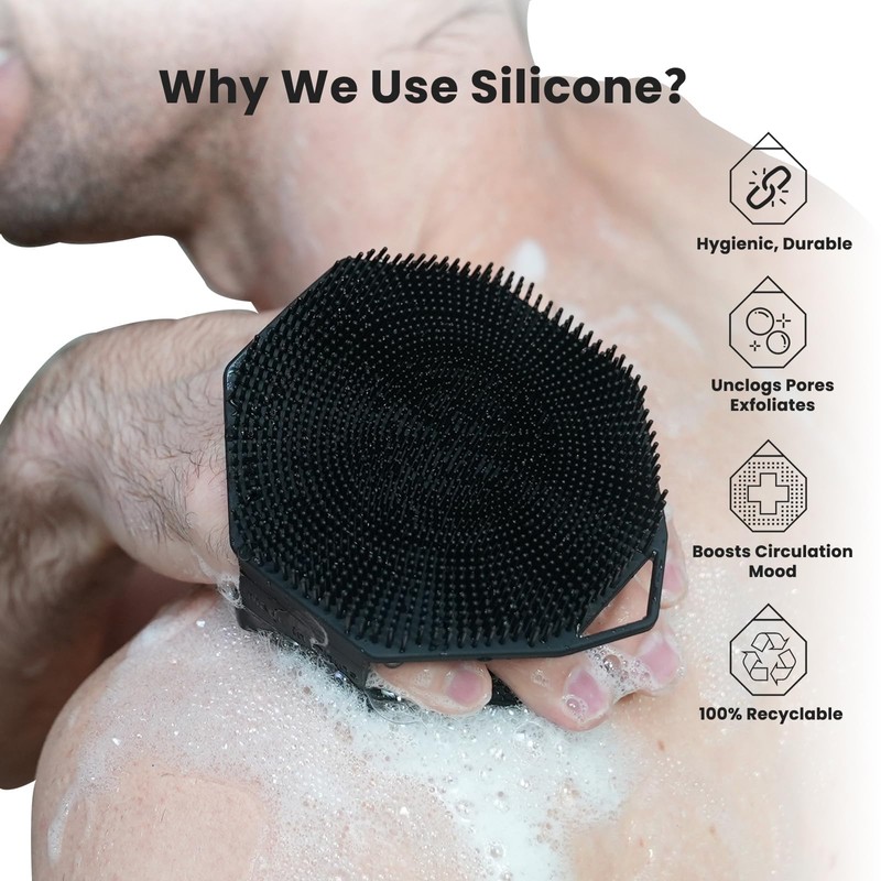 iTokGoK® Premium Silver-Infused Double-Sided Design 2-in-1 Silicone Body Scrubber for