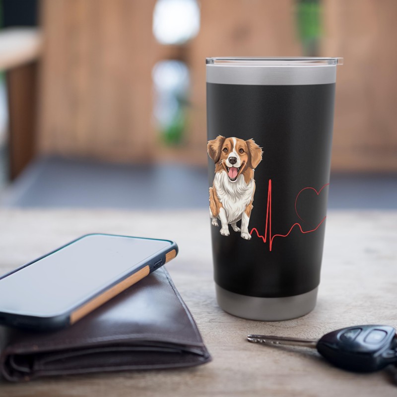 Kooikerhondje Dog Heartbeat EKG Funny Dogs Lover Owner Stainless Steel