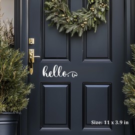 Hello Door Decal, Cute Hello Sticker Greeting for Home, Hello Vinyl Decal, Welcome to Our Home Front Door Decor, Hello House Door Saying Vinyl Decal Quote, House Warming Gift (Hello B, White)