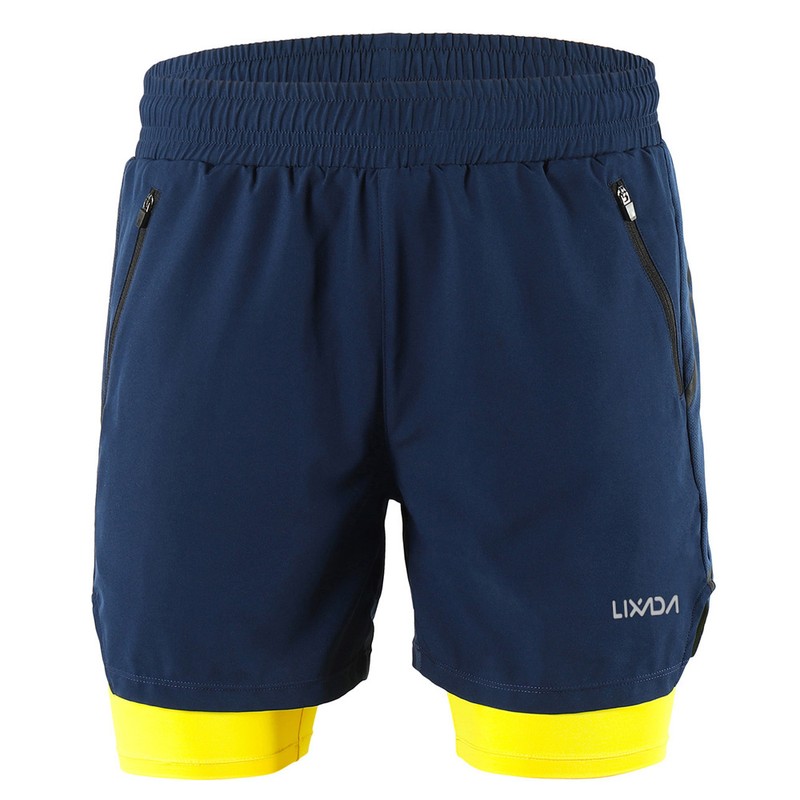 Lixada Men 2 in 1 Running Shorts Quick Drying Breathable