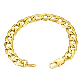 GOLDCHIC JEWELRY Gold Bracelets for Men Women, 9mm Steel Curb Link Chain Bracelet Jewellery Gifts