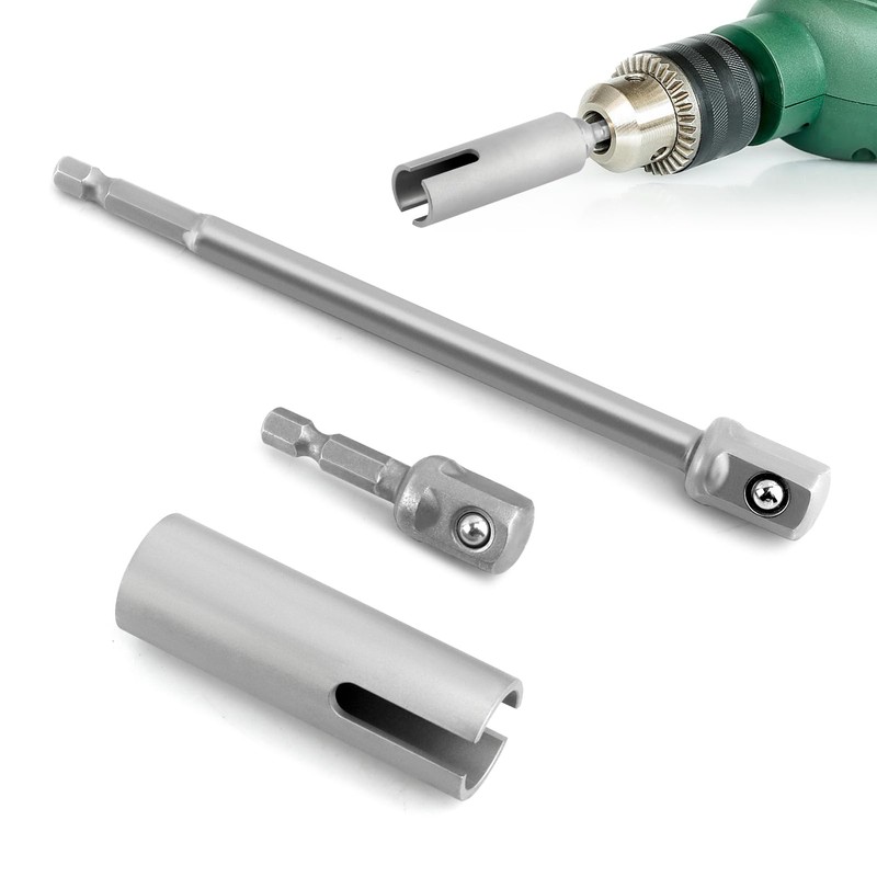 Stainless Steel Scissor Jack Drill Adapter & 2 Adapter Bits,