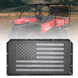 KEMIMOTO Back Dust Screen, Transparent View from Inside, Compatible with Pioneer 1000 700 1000-5 1000-6 700-4 500 520, Soft Rear Window Net, Sun Windshield Mesh with Old Glory Flag Print Accessories