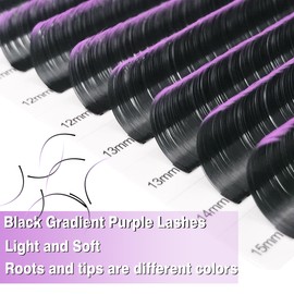 CoMango Eyelash Extensions D Curl Classic Lash Extensions .07mm Ombre Purple Individual Lashes Mixed Colored 8-15mm Lashes Extension Supplies (Ombre Purple-D-0.07-Mix8-15mm)