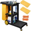 YITAHOME Janitorial Cart, Cleaning Carts on Wheels, 3-Shelf Commercial Traditional