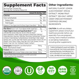 Orgain Organic Wonder Gut Fiber Supplement Powder, 5 in 1 Blend with 1 Billion Probiotics, Greens, Vitamin C, Adaptogens for Gut Health and Immune Support, Non-GMO, Orange Mango, 7.05 oz