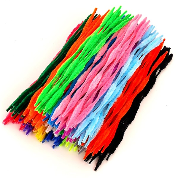 Caydo 200 Pieces Pipe Cleaners Craft with Bumps 20 Colors Chenille Stems for Kids DIY Art Craft Decoration, 6mm x 12inch