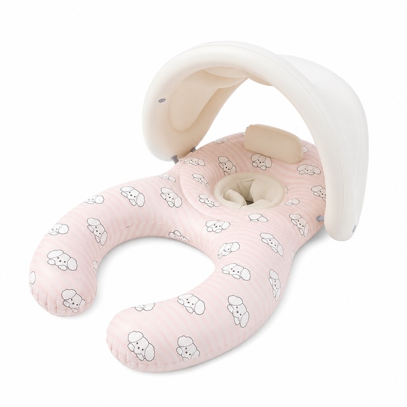 Parent-Child Inflatable Pool Float with Canopy – Double Seat PVC