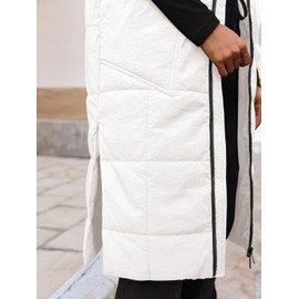 Cicy Bell Womens Long Quilted Puffer Vest Lightweight Sleeveless Winter Jackets Side Slit Packable Coats