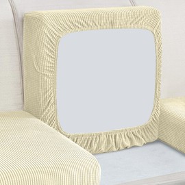 HEYOMART Sofa Seat Cushion Covers, 1-Piece Sofa Cushion Cover Protection, Jacquard Knitted Stretch Couch Cushion Covers Replacement for Individual Cushion (1 Seater, Beige)