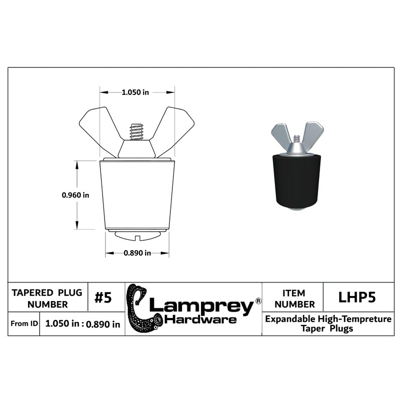 Lamprey Hardware #5 Winter Plug Expanding for 1 inch Tubes